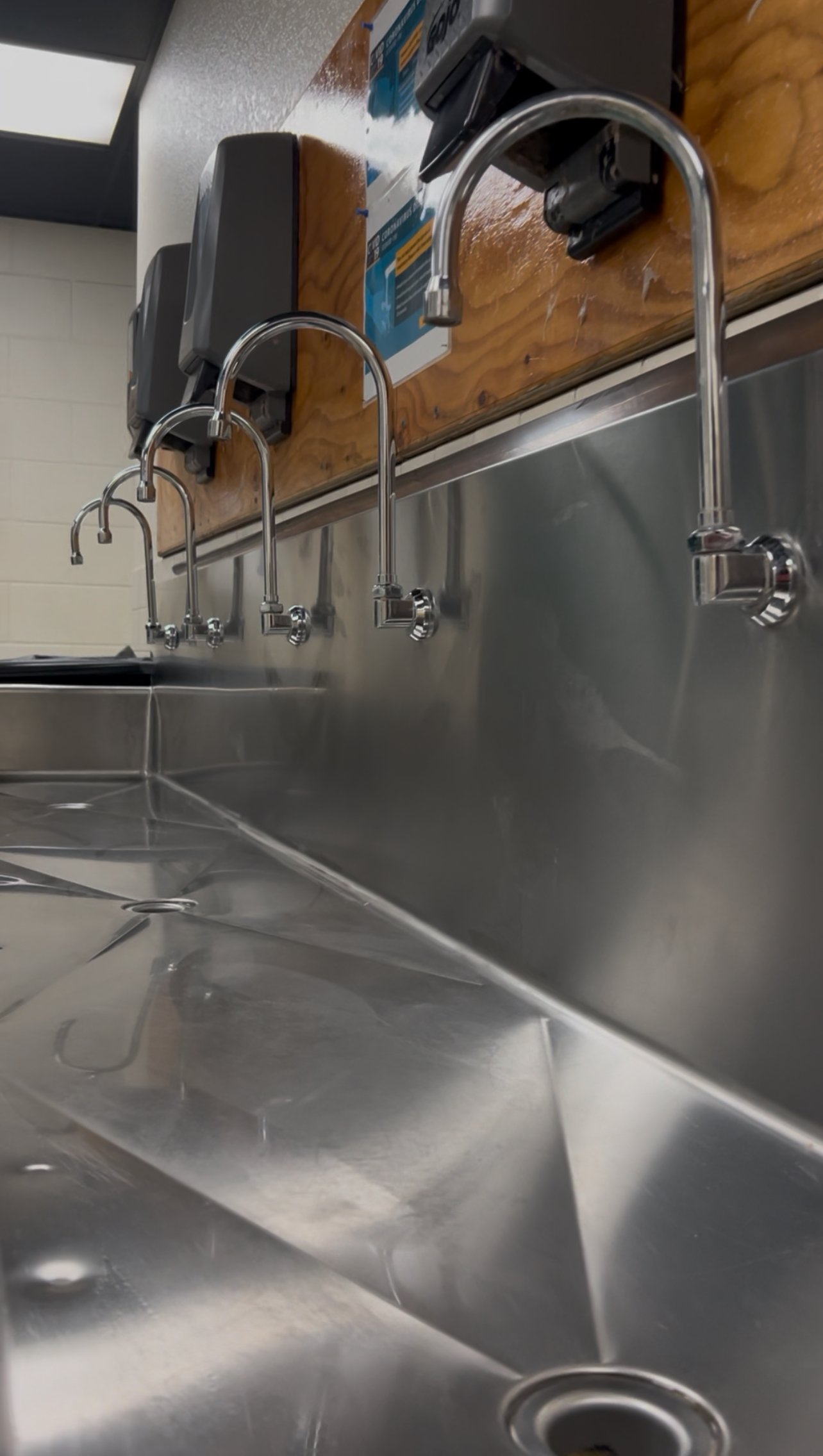 Sanitized industrial hand washer after cleaning